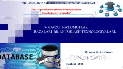 ma’lumotlar bazalari va ularni yaratish modellari — PPTX