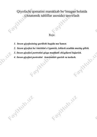 qiyofachi qomatini marakkab bo‘lmagan holatda (anatomik tahlillar asosida) tasvirlash — DOC