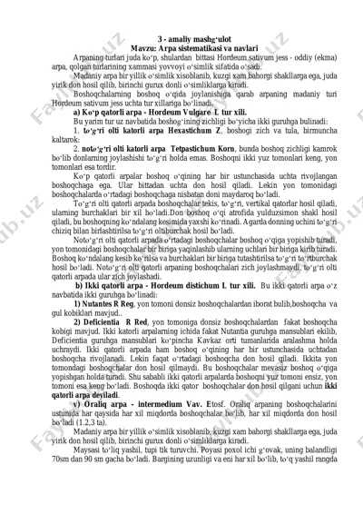 arpaning turlari va sistematikasi — PDF