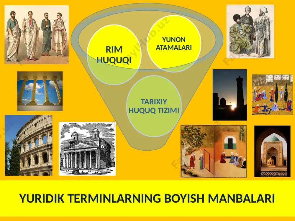 a, ko’rsatma] huq. davlat tomonidan qabul qilingan, hammaga majburiy bo’lgan rasmiy qoida. qaror [arab. to’xtam, hukm, xulosa] rasmiy organ, tashkilot, majlis va mansabdor shaxslarning biror masala yuzasidan bamaslahat qabul qilgan to’xtami. hujjat nomlariga oid terminlar farmoyish [fors. buyruq, buyruq berish] biror ishni bajarish haqida beriladigan buyruq, topshiriq. farmon [fors. amr, hukm, qat’iy qaror] hokimiyat oliy organi yoki davlat boshlig’ining qonun kuchiga ega buyrug’i. hukm [arab. qaror, to’xtam, buyruq, fikr] huq. sud, huquqiy mahkama yoki shaxsning jinoiy ish yuzasidan chiqargan uzil-kesil, qat’iy qarori. ajrim - huq. sud qarorlari doirasiga kiruvchi hujjat. norma [lot. norma – me’yor, o’lchov; qoida, qonun] umum tomonidan qabul qilingan, majburiy bo’lgan, qonun hukmiga kirgan tartib-qoida. e’tiboringiz uchun rahmat! image4.png image5.jpeg image6.jpeg image7.jpeg image8.jpeg image9.jpeg image1.jpeg image2.jpeg image3.png image10.jpeg image11.jpeg image12.png image13.png image14.png image15.jpeg image16.jpeg image17.jpeg image18.jpeg image19.jpeg image20.jpeg image21.jpeg image22.png image23.jpeg colonette at the ulugh beg madrasa, bukhara /docprops/thumbnail.jpeg