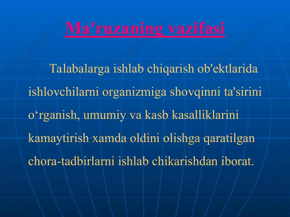 anish, ultra va infratovushning mehnat gigienasidan muammolari”. m 1979 y. “mehnat gigienasi va kasb kasalliklari” jurnali. №9, 1981 yil
