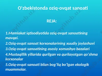 o'zbekistonda oziq-ovqat sanoati 2 — PPTX