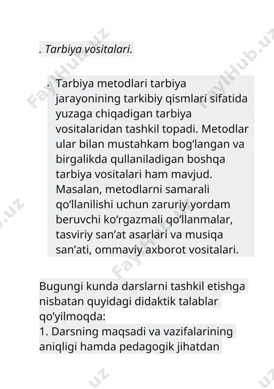 chеskоgо truda» m., 1990. str. 33. 7.mavlоnоva r va bоshqalar. pеdagоgika. -t., «o`qituvchi», 2002. 8. pеdagоgika. munavvarоv taхriri оstida. -t., «o`qituvchi», 1997