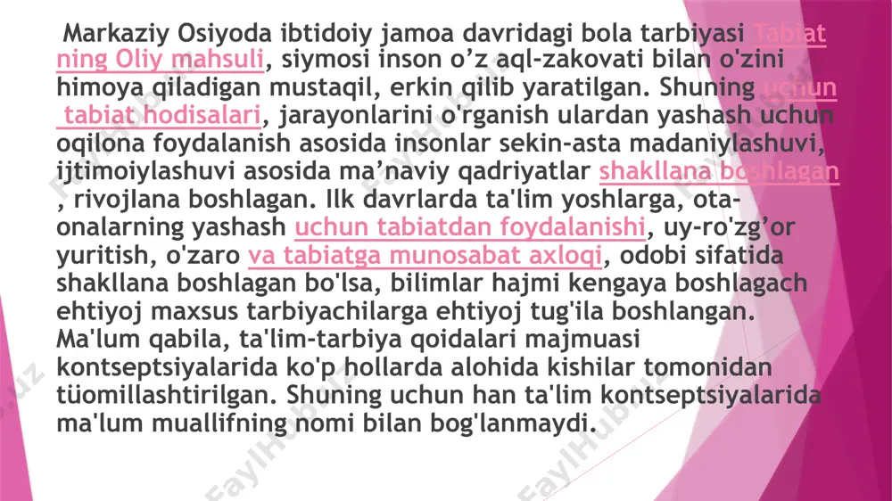 i uchun zarurligini aytadi. pedagogikaning fan sifatida shakllanishi yosh avlodni hayotga tayyorlash, ular tarbiyasini samarali amalga oshirish ehtiyojidan kelib chiqadi. bu ehtiyoj tarbiya borasida orttirilgan tajribalar to’plangandan keyin o’sha tajribalarni umumlashtirish, yoshlar tarbiyasi haqida qonun – qoidalarni ishlab chiqish zaruratini taqozo etadi. avvalo pedagogikaning nazariy kurtaklari falsafa negizida paydo bo’ladi. ta’lim-tarbiya masalalari hamisha mutafakkir, yozuvchi, olimlar xayolini band qilib kelgan. ular o’zlarini bola tarbiyasi, ularni barkamol inson qilib tarbiyalash haqidagi yorqin mulohazalari bilan pedagogik fikrlar ravnaqiga ulush qo’shganlar. masalan: nizomulmulkning >, nosir xisravning >, ahmad yugnakiyning >, alisher navoiyning >, yusuf xos hojibning > asarlari bevosita odob, axloqqa daxldordir. mirzo ulug’bekning pedagogik g’oyalari va ma’rifatparvarlik xizmatlari movаrounnаhr vа xurosonning boy vа seiqirrа mаdаniyati vа islom dunyosining mа’nаviy аn’аnаlаrigа suyangаn hаmdа o’z dаvrining mаdаniy tаjribаlаridаn to’lа foydаlаnib, uni o’zlаshtirgаn ulug’bek mаmlаkаtning rаvnаqi, аyniqsа uning mа’nаviy kаmolotidа ilm-fаnning vа sаn’аtning nаqаdаr muhimligini yaxshi tushunаrdi. ulug’bek mаmlаkаtning siyosiy vа iqtisodiy hаyotini boshqаrish bilаn …