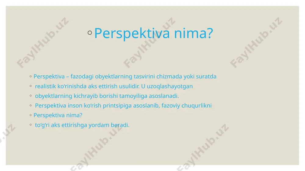 xitekturada muhim ahamiyatga ega. uning turli turlari realistik va chuqurlikka ega tasvirlarni yaratishda yordam beradi. e’tiboringiz uchun rahmat. image2.jpg /docprops/thumbnail.jpeg