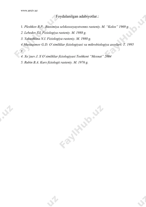 o`simliklar fiziologiyasining umumiy masalalari - Page 5