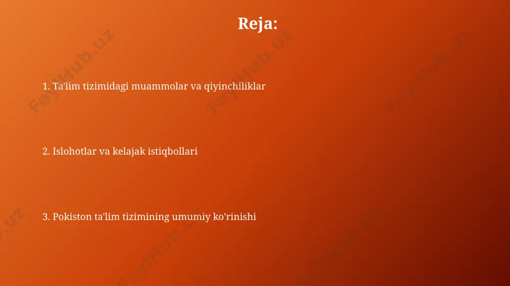 qitiladigan 3 yillik kasb-hunar kurslarining 60% dan ortig'i amaliyotga yo'naltirilgan. boshlang'ich ta'lim boshlangʻich taʼlimning 5 yillik davomiyligi davomida oʻquvchilar ona tili, matematika va tabiiy fanlar boʻyicha asosiy bilim va koʻnikmalarni oʻzlashtiradilar, shuningdek, milliy madaniyatga oid bilimlarni ham oladilar. davlat tomonidan boshlangʻich taʼlim bepul boʻlib, taxminan 6 million bola taʼlim oladi, ammo resurslarning yetarli emasligi baʼzi maktablarda taʼlim sifatiga taʼsir koʻrsatadi. ta'lim siyosati va islohotlari davlat maktablari o'quvchilarining o'qish savodxonligini oshirish uchun 2025-yilgacha "milliy o'qish dasturi" doirasida 5000 dan ortiq yangi o'quv qo'llanmalari va resurslar yaratildi. ta'lim siyosatining asosiy yo'nalishlaridan biri sifatida 2020-yildan boshlab stem fanlarini o'qitishga alohida e'tibor qaratilgan bo'lib, bu sohada malakali mutaxassislar sonini 15% ga oshirish maqsad qilingan. ta'limni moliyalashtirish ta'limga davlat mablag'lari ajratish hajmi yalpi ichki mahsulotning o'rtacha 2,5% ini tashkil etib, ta'lim sifatini yaxshilashga qaratilgan dasturlarni moliyalashtirishga yo'naltiriladi. xususiy sektorning ta'lim tizimiga investitsiyalari 2022 yilda jami ta'lim byudjetining 15%ini tashkil etdi, bu esa raqobatbardoshlikni oshirdi. pokiston …