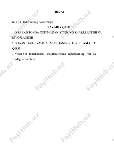 insonni shaxsining shakillanishida xor sanatining o'rni — DOCX