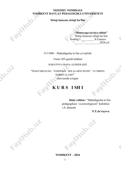 "maktabgacha yoshdagi bolalarni muhit ta’sirida tarbiyalash" — DOC
