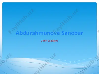 abdulla qahhor “o’g’ri’’ hikoyasi dars ishlanma — PPTX
