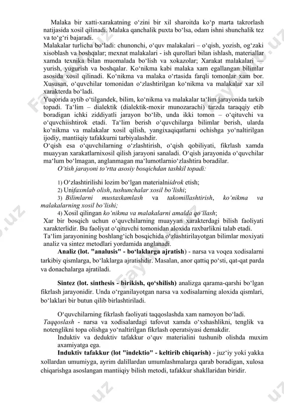 a keladi. inson faqat tafakkur yuritish jarayonidagina muayyan jarayon yoki voqea-xodisa moxiyatini, munosabatlarning sababiy baxolanishlarini aniqlaydi va shu orqali moddiy borliqni chuqur, to‘la va to‘g‘ri aks etishiga erishadi. tafakkur, i.p.pavlov ta‘limotiga ko‘ra, asab tolalari baxolanishlari yoki assotsiatsiyalar (assotsiatsiya - birikma, to‘dag‘, uyushma)ning xosil bo‘lishidan iborat. jonli mushoxada uchun birinchi signal tizimi, abstrakt (abstrakt-mavxum) tafakkur uchun ikkinchi signal tizimi asosiy axamiyatga ega. abstrakt tafakkur voqelik bilan o‘zaro aloqada bo‘lgan taqdirdagina inson bilimlari chuqurlashib boradi. jonli mushoxada va abstrakt tafakkur birligigina bilimlarni xaqiqiy va chuqur bilimlarga aylantiradi. jonli mushoxada va tafakkur doimo odamning amaliy faoliyatiga asoslanishi kerak. odam tabiat va ijtimoiy jamiyat qonuniyatlarini ochib, o‘z faoliyatida ulardan foydalanishiga intiladi. xar qanday nazariy bilimning qiymati uning amaliyotga qanchalik xizmat qilishi bilan belgilanadi. nazariya amaliy faoliyat moxiyatidan kelib chiqib asoslanadi xamda amaliy faoliyatning yaxshiroq yo‘lga qo‘yilishiga xizmat qiladi. biroq, amaliyot ayni vaqtda bilimning to‘g‘riligini tekshirish vositasi xamdir. nazariy g‘oya, fikr amaliyotda tekshirilgan va u …