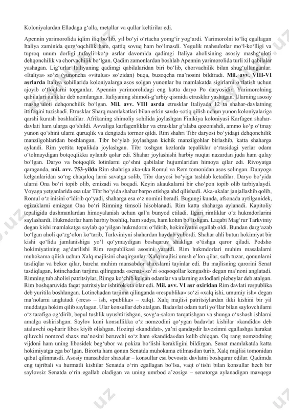 rosi bo‘la olgan. afina davlati fuqarosi bo‘lish faxrli edi. faqat fuqarolargina barcha huquqlardan foydalana olardilar. ular og‘ir mehnat va salomatlikka zarar yetkazuvchi ishlardan ozod qilingan edilar. afina davlatiga kumush konlarining mahsuloti va tuz qazib olish katta daromad keltirgan. bundan tashqari, afina dengiz ittifoqi mustahkamlanishi bilan dengiz savdosi ham rivoj topadi. afinaning asosiy portiga aylangan pirey bandargohidan mamlakatga xilma-xil tovarlar bilan qullar ham keltirilgan. afinada davlat maktablari bo‘lmagan. ota-onalar o‘z bolalarini pedagogga (yunonchada «pedagog» so‘zi «bolani yo‘lda kuzatib boruvchi» ma’nosini anglatadi) haq to‘lab o‘qitishgan. qonun bo‘yicha faqat o‘g‘il bolalar uchun ta’lim olish majburiy bo‘lgan. yetti yoshdan boshlab bolalarga yozuv va hisob o‘rgatilgan. stil bilan mum surkalgan taxtachalarga harflarni metall tayoqcha bilan yozishgan. aksariyat fuqarolar uchun ta’lim shundangina iborat bo‘lgan. puldor ota-onalarning farzandlari esa palestra – xususiy gimnastika maktablarida tahsilni davom ettirishgan. palestrada adabiyot o‘qitilar, she’r yozish va musiqa ham o‘rgatilar edi. o‘g‘il bolalar 14 yoshdan gimnastika bilan shug‘ullanardilar. ayni paytda ularga …