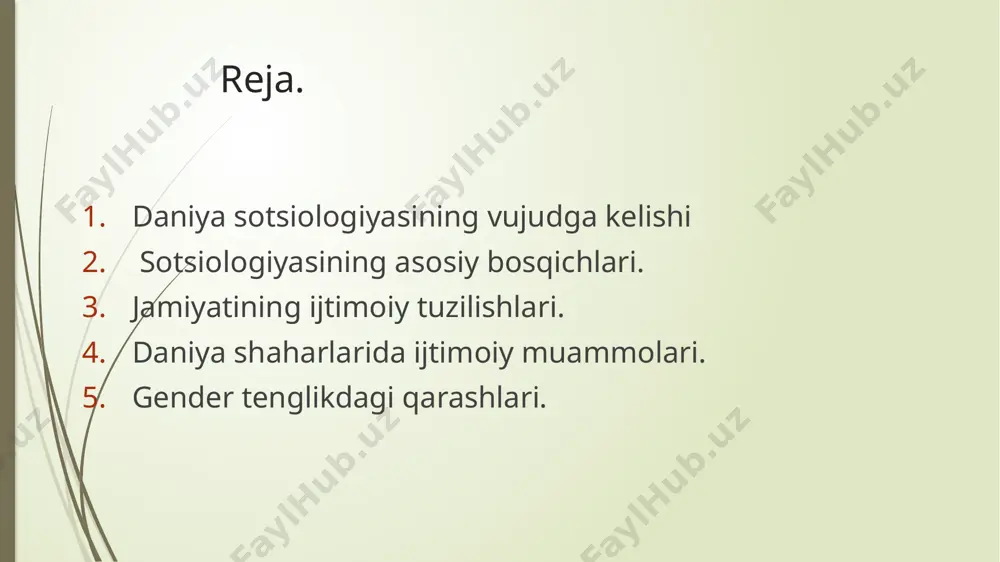 lik masalalariga qiziqish bildira boshladilar. daniya ijtimoiy-siyosiy institutlari, masalan, demokratik boshqaruv va fuqarolik jamiyatini o‘rganish muhim yo‘nalishga aylandi. jamiyatining ijtimoiy tuzilishi. daniya jamiyatining ijtimoiy tuzilishi xilma-xilligi bilan ajralib turadi. aholisi taxminan 5,8 million kishi. urbanizatsiya darajasi yuqori bo'lib, aholidan 88% shahar joylarida yashaydi. daniya jamiyatining asosini o'rta toifa tashkil qiladi. ishsizlik darajasi nisbatan past, ya'ni 5% atrofida. soliq darajasi yuqori, lekin bu ijtimoiy xizmatlar, jumladan, ta'lim va sog'liqni saqlashga kattaroq sarmoya kiritilishiga imkon beradi. gender tengligi yuqori darajada bo'lib, ayollar va erkaklar uchun teng ish haqi va imkoniyatlar mavjud. daniya yevropa davlatlari orasida baxtlilik indeksi bo'yicha yuqori o'rinlarni egallab keladi . asosiy yo’nalishlari: daniya sotsiologiyasining asosiy yo‘nalishlari uzoq muddatli farovonlik modeli, ijtimoiy tenglik, va davlat farovonligi tizimlariga qaratilgan. daniyada sotsiologlar ijtimoiy harakatchanlik, sog‘liqni saqlash, gender tengligi kabi mavzularni o‘rganadi. ushbu yo‘nalishlar daniya jamiyatining yuqori turmush darajasiga erishishda muhim ahamiyat kasb etadi. mamlakatlari orasida daniya ijtimoiy siyosatlari bilan ajralib turadi, bu …
