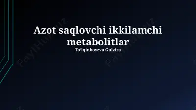 azot saqlovchi ikkilamchi metabolitlar — PPTX
