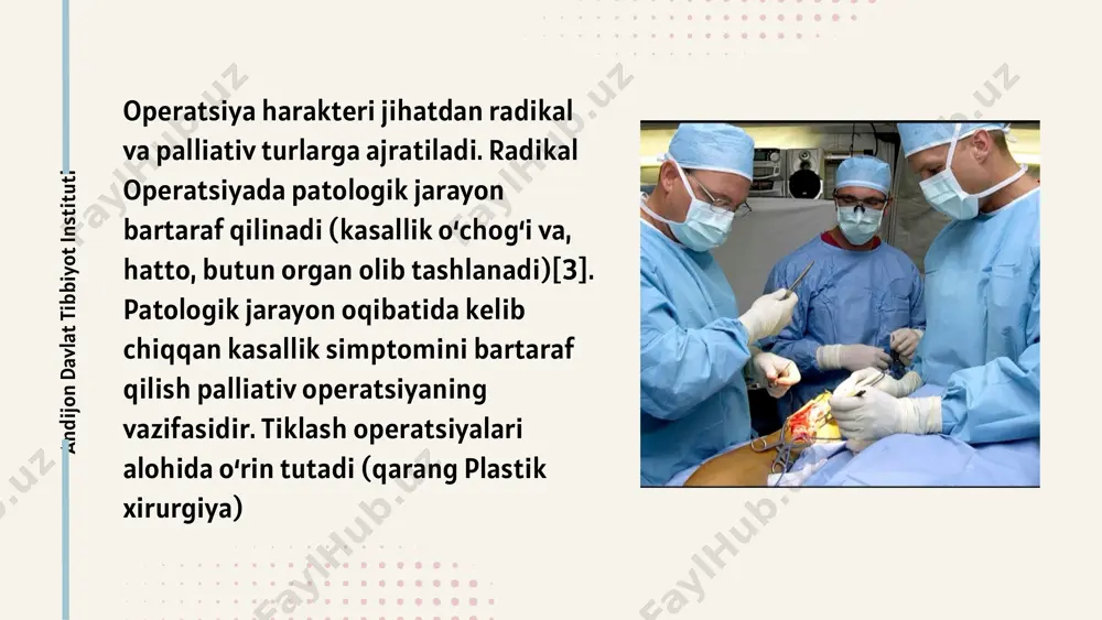xirurgik operatsiyalar sinflanishi: operatsiyadan oldingi va keyingi davr - Page 5