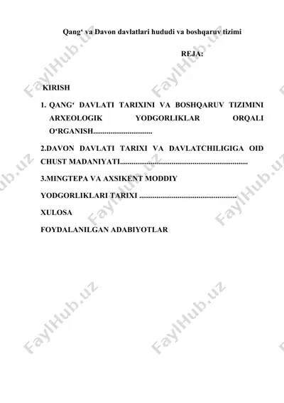 qangʻ va davon davlatlari hududi va boshqaruv tizimi tarixi — DOCX