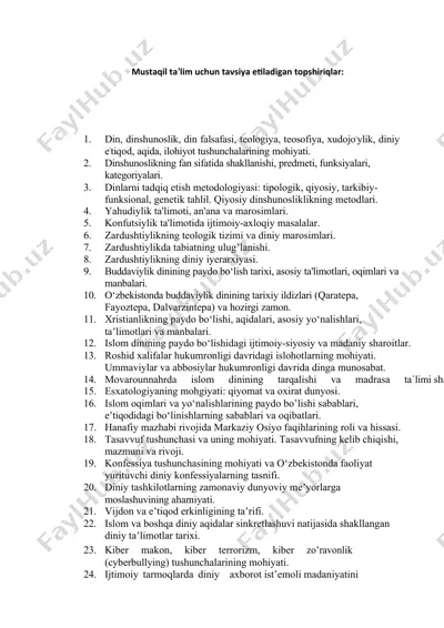 dinshunoslik va tarixi — DOCX