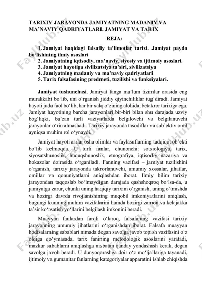 tarixiy jarayonda jamiyatning madaniy va ma’naviy qadriyatlari. jamiyat va tarix — DOCX