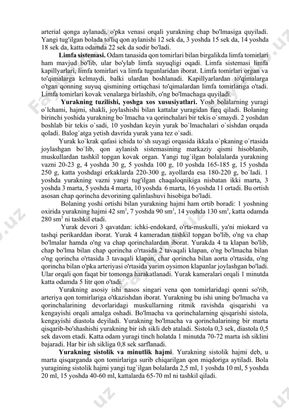 leykotsitlar va 3) monotsitlar. donador leykotsitlar o`z navbatida 3 gruppaga bo`linadi: neytrofillar, eozanafillar va bazafillar. kichik yoshli bolalarda leykotsitlardan limfotsitlarning protsent miqdori ortiq bo`ladi. leykotsitlarning ko`rsatilgan miqdordan ortib ketishi leykotsitoz deb atalsa, miqdordan kamayib ketishi leykopeniya deyiladi. leykotsitlarning vazifasi organizmni turli mikroblardan himoya qilish immunitet faoliyatini oshiradi. leykotsitlarning yod moddalarni yutish xususiyatini i.i.mechnikov fagotsitoz deb atagan. immunitet. odam organizmining antitila va antitoksinlar ishlab chiqarish ular orqali yuqumli kasalliklarni qo`zg`atuvchi mikroblarga qarshi kurashish, o`zini himoya qilish xususiyati immunitet deb ataladi. immunitet 2 xil, ya'ni tug`ma va ortirilgan bo`ladi. tug`ma immunitet onadan bolaga o`tadi. lekin u doimiy bo`lmaydi va bolaning birinchi yoshidayoq o`z kuchini yo`qotadi. odamning hayoti davomida ortirilgan, ya'ni uning o`z organizmida ishlab chiqarilgan immunitet (antitela va antitoksinlar) o`z navbatida 2 xil bo`ladi: tabiiy va suniy immunitet. tabiiy immunitet odam biror yuqumli kasallik bilan kasallanib tuzalishi natijasida hosil bo`ladi va bir umr saqlanadi. qizamiq, chechak, tenki, bug'ma, ko'k yo'tal va boshqalarda …