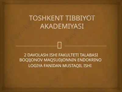 bo'sh turk egari sindromi — PPTX
