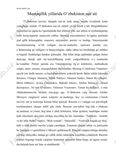 mustaqillik yillarida o`zbekiston san`ati — DOC