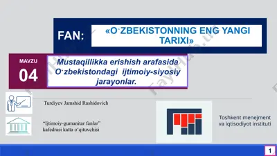 o'zbekistonning eng yangi tarixi — PPTX