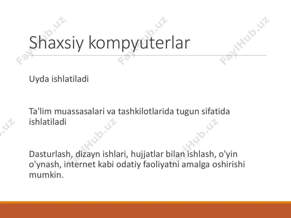 atilib, unga maxsus dasturlar o`rnatiladi, internetga doimiy holda ulanadi va uni ajratilgan server deb atashadi. bu server orqali barcha kompyuterlar internetga chiqa olishadi. virtual server kecha-yu kunduz internetga ulangan kompyuterni ishlatish oddiy foydalanuvchiga qimmatga tushadi. shuning uchun ular boshqa serverning xotirasidan bo`sh joyni ijaraga olishadi va virtual serverga ega bo`lishadi. bu xuddi o`zingizning internetda vakolat xonangizga o`xshaganday. albatta, foydalanuvchi jismoniy server bilan foydalanish huquqiga ega bo`lmaydi, lekin tarmoq orqali virtual serverga kirib, kerakli ma`lumotlarni yozib qo`yishi mumkin. keyin tarmoqqa kiritilgan ma`lumotlarni boshqa foydalanuvchilar kecha-yu kunduz o’qishi mumkin. odatda, bunday xizmatni provayderlar ko’rsatadi va uni “xosting” (inglizcha - hosting) deb atashadi. serverdagi xosting xizmatlari ikki xil bo’ladi: pulli va bepul. pulli xosting xizmatlarga boy va tez ishlaydi, bepulida esa xizmat turlari kam, ishlash tezligi past va saytingizda o`zgalarning reklamalari paydo bo`lib turadi. o`rganishga bepul xosting bo’laveradi, lekin jiddiy loyihalar uchun pulli serverlar zarur. proksi-server proksi-server – foydalnuvchi va internet orasidagi maxsus …