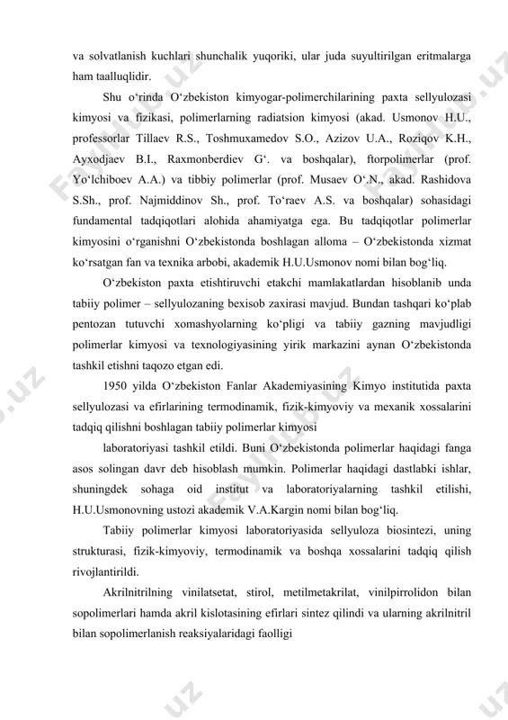 illiy universitetining kimyo fakultetida sintetik polimerlarni radiatsion modifikatsiyalash sohasida har tomonlama tadqiqotlar boshlandi va yangi termo-xemo- va yoruqqa bardosh ftorpolimerlar olish usullari ishlab chiqildi. oleobject2.bin image4.wmf oleobject3.bin image1.emf image2.wmf oleobject1.bin image3.wmf m m p = c h 2 c c h c h 3 c h 2 ch 2 cch ch 3 ch 2 od oli y merod