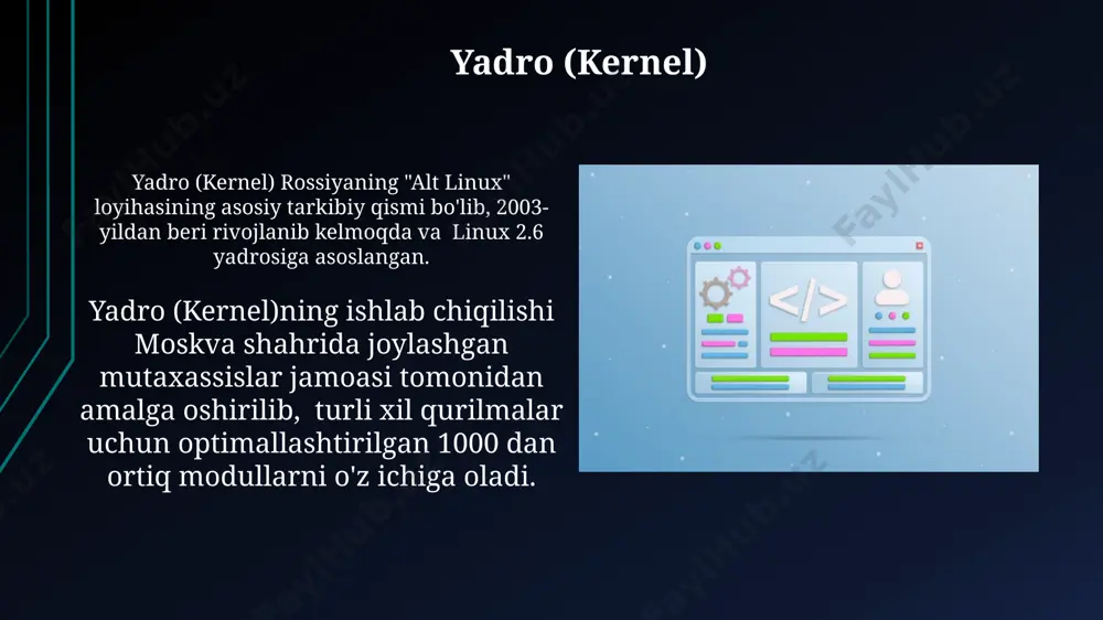i kunda dunyoning har bir burchagidagi 5 milliarddan ortiq smartfonlarda qo'llaniladi. tovushli interfeyslar, masalan, siri yoki alexa, 2011-yildan beri keng qo'llanila boshlandi va foydalanuvchilar uchun 1000 ga yaqin turli xil buyruqlarni bajarish imkoniyatini taqdim etadi. zamonaviy operatsion sistemalar google-ning android operatsion sistemasi dunyo bo'ylab 3 milliarddan ortiq qurilmalarda ishlatiladi va 2023 yil holatiga ko'ra 12 mingdan ortiq turdagi smartfonlarni qo'llab-quvvatlaydi. linux asosidagi operatsion sistemalar, xususan, debian yoki ubuntu, o'zining ochiq kodli manbai va yuqori darajadagi moslashuvchanligi tufayli dunyoning turli burchaklaridagi 500 dan ortiq serverlarda keng qo'llaniladi. operatsion sistemalarga kirish real-time operatsion tizimlari, masalan, avtomobillarni boshqarish tizimlarida qo'llaniladi va 10 millisekunddan kam vaqt ichida javob berishi kerak, bu esa xavfsizlikni ta'minlash uchun juda muhimdir. zamonaviy operatsion tizimlar, 64-bitli arxitekturani qo'llab-quvvatlash bilan, ramdan 16 gb dan ortiq xotirani samarali boshqarishi mumkin, bu esa toshkentdagi katta ma'lumotlar markazlarida ishlashga imkon beradi. jarayonlarni boshqarish o'zbekistondagi universitetlarning aksariyatida operatsion tizimlar kursida jarayonlarni boshqarishning 3 ta …