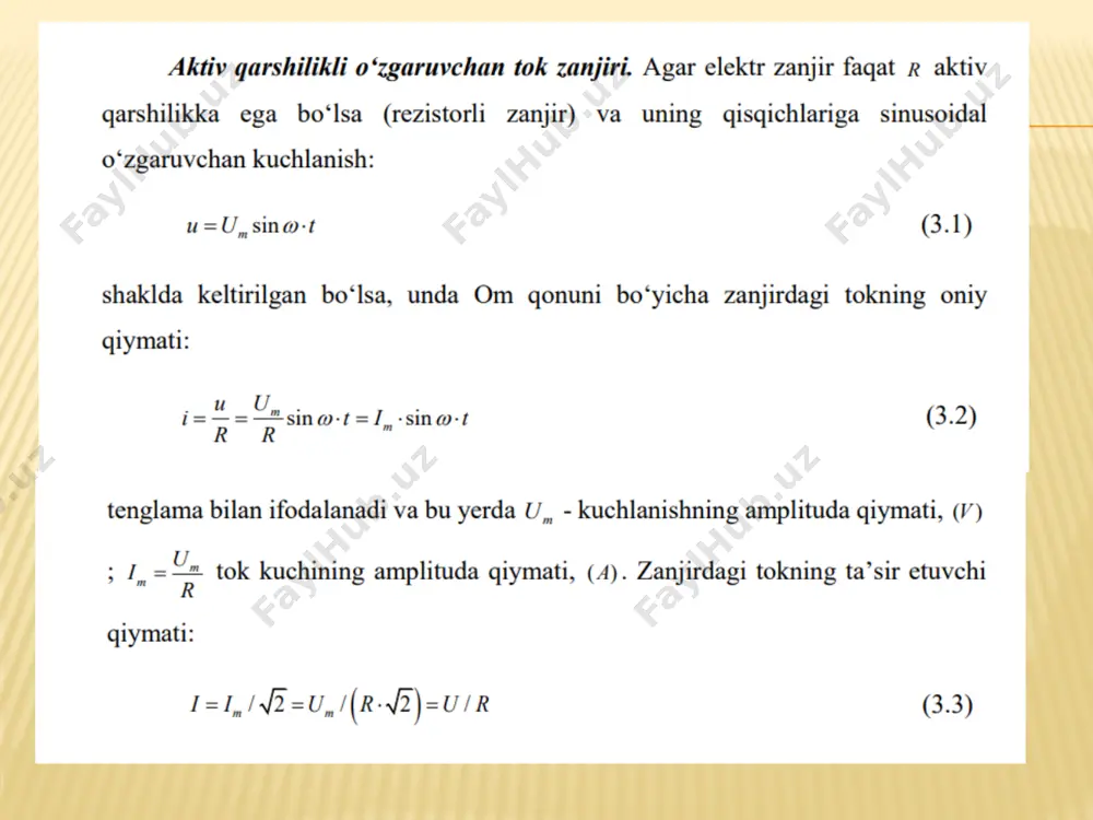 sinusoidal to'kzanjirida aktiv indüktiv va sig'imi elementlari r, l va c - Page 4