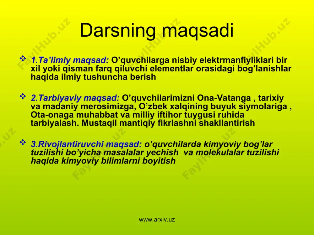 kimyoviy bog’lanish va molekulalarning tuzilishi dars ishlanma - Page 4