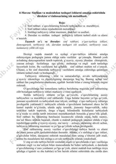 sinf rahbari ish metodikasi — DOC