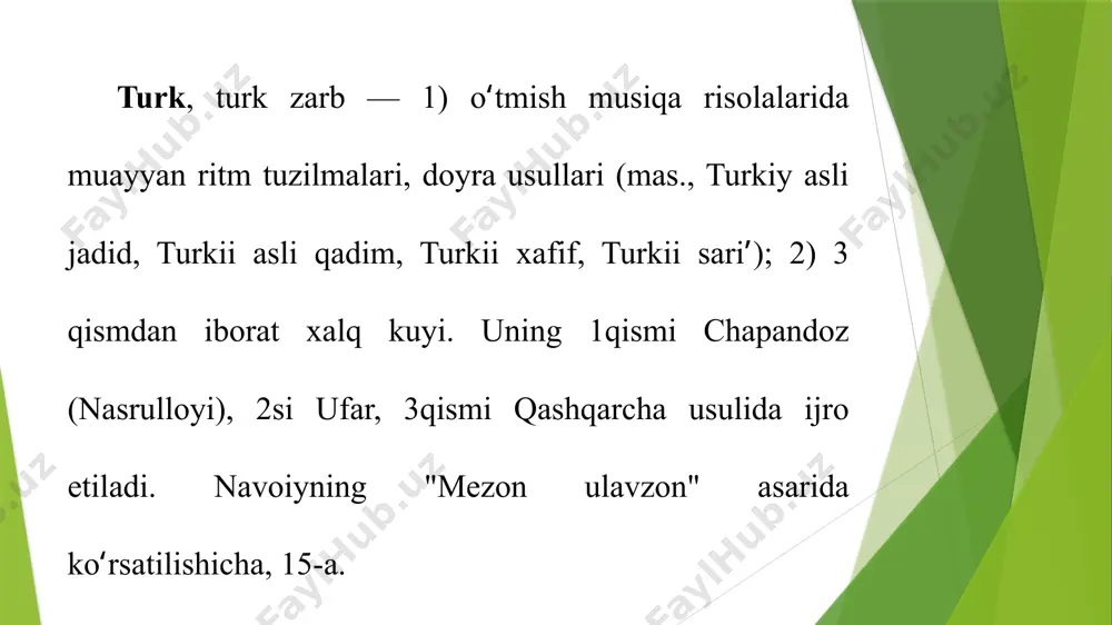 ha, puflama tutak, bolomon, surnay, zarb berib chalinadigan nogʻora, qoʻsh nogʻora, doira kabi musiqa asboblari ozarbayjon xalqining qad. sevimli cholgʻu asboblari sanaladi. image1.jpeg image2.jpeg image3.jpeg image4.jpeg /docprops/thumbnail.jpeg