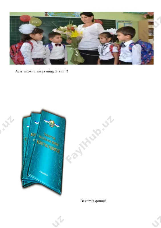 atini eslaysiz? sumalak logoped:qani,9-may haqidagi fikrlaringiz qanday? 9-may xotira va qadrlash kunida vatanimiz uchun jonlarini fido qilgan jangchilarimiz,o`tgan ota-bobolarimizni yod olamiz va ularning xotirasini abadiy qalbimizda saqlaymiz . juda ham to`g`ri gapirdingiz, bolajonlar.endi men sizlarni ekran qarshisiga taklif qilaman.bu yerda sizlar uchun tayyorlangan o`zbekistonimizdagi barcha bayramlarimiz aks etgan videolavhalarni tomosha qilamiz. videolavha ko`rib bo`lingach,bolalar bilan qisqacha savol-javob qilinadi. vi. rag’batlantirish.mashg`ulotda faol ishtirok etgan tarbiyalanuvchilar rag’batlantiriladi. uyga vazifa: artikulyatsion mashqlarni bajarish, milliy bayramlarga xos bo`lgan she’r, maqol va qo`shiqlarni yod olish. image4.jpeg image5.jpeg image6.jpeg image7.jpeg image8.jpeg image1.png image2.png image3.png