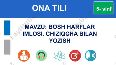 bosh harflar imlosi. chiziqcha bilan yozish — PPTX