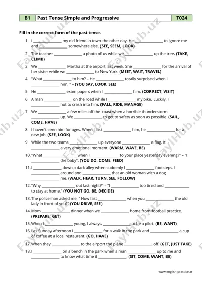 past tense simple and progressive — PDF