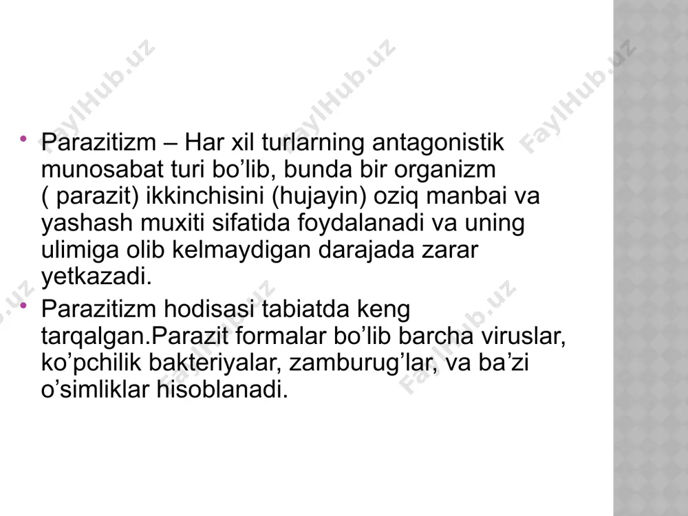 lda, 2 yadroli, organellalari simmetriyali(4 juft xivchin, 2 aksostil yopishuvchi disk), 9-18 mkm 2) sistasi oval, 4 yadroli, qoldiq xivchinli 10-14 mkm 20 lamblia intestinalis hayotiy sikli 21 lamblia intestinalis 12 barmoqli ichakda. elektron mikro rasm (x5500 marta kattalashgani)) 22 e’tiboringiz uchun raxmat! image4.jpeg image5.jpeg image6.jpeg image7.jpeg image8.jpeg image9.jpeg image10.jpeg image11.png image12.png image13.png image14.png image15.png image16.png image17.png image18.jpeg image19.jpeg image20.png image21.png image22.png image23.jpeg image24.jpeg image25.png image26.jpeg image27.jpeg image28.png image29.png image30.jpeg image31.jpeg image32.jpeg image33.jpeg image34.png image35.png image3.jpeg image36.png image37.jpeg image38.jpeg image39.jpeg image1.jpeg