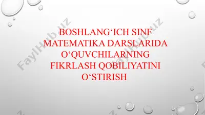 boshlang‘ich sinf matematika darslari — PPTX