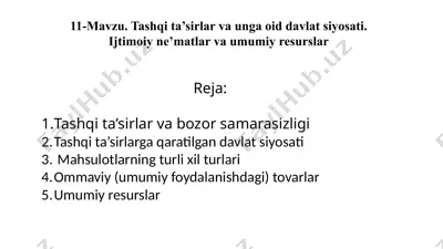 tashqita’sirlar va unga oid davlat siyosati — PPTX