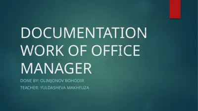 documentation work of office manager — PPTX