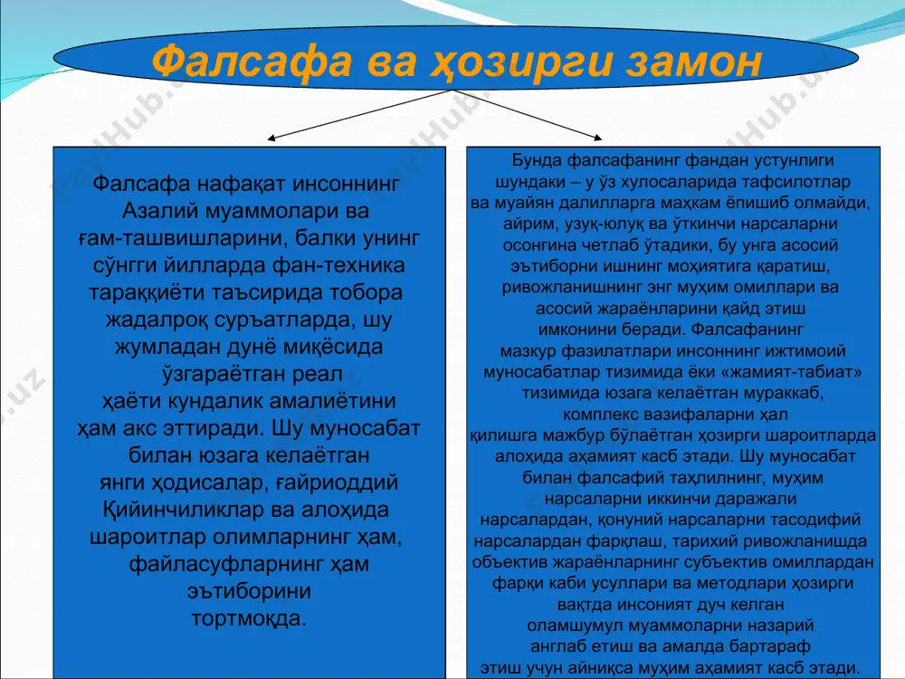 ақил ривожланган ва бир-бирига жиддий таъсир кўрсатмаган цивилизациялардан иборат бўлганини назарда тутиш муҳимдир. ҳозирги вақтда дунё сўнгги юз йиллик ичида юз берган жамият ҳаёти барча жабҳаларининг фаол интеграциялашуви натижасида сезиларли даражада ўзгарди ва яхлит бир бутун организмга айланди. бунинг оқибати ўлароқ, айрим халқлар ва бутун инсониятнинг ижтимоий онгида глобал жараёнлар ва уларнинг таъсирида юзага келган умумий (дунё миқёсидаги) муаммолар билан белгиланган жиддий ўзгаришлар юз бера бошлади. жаҳон ҳамжамияти ўз ривожланишининг янги босқичига қадам қўйгани, у аввалги босқичлардан нафақат ўзгаришлар миқёси, балки фаоллик даражаси ва универсал хусусияти билан ҳам фарқ қилиши аён бўлди. глобаллашув (лот. globus – ер курраси) деб номланди. глобаллашув жамият ҳаётининг турли жабҳаларида бутун ер сайёраси учун ягона бўлган тузилмалар, алоқалар ва муносабатларнинг шаклланиши, универсаллашув жараёнидир. шунингдек глобаллашув глобал маконнинг туташлиги, ягона жаҳон хўжалиги, умумий экологик ўзаро алоқадорлик, глобал коммуникациялар ва шу кабилар билан тавсифланади. глобалистика жаҳон ривожланишининг энг янги тенденцияларини англаб етиш борасидаги кўп сонли саъй-ҳаракатлар глобаллашув …