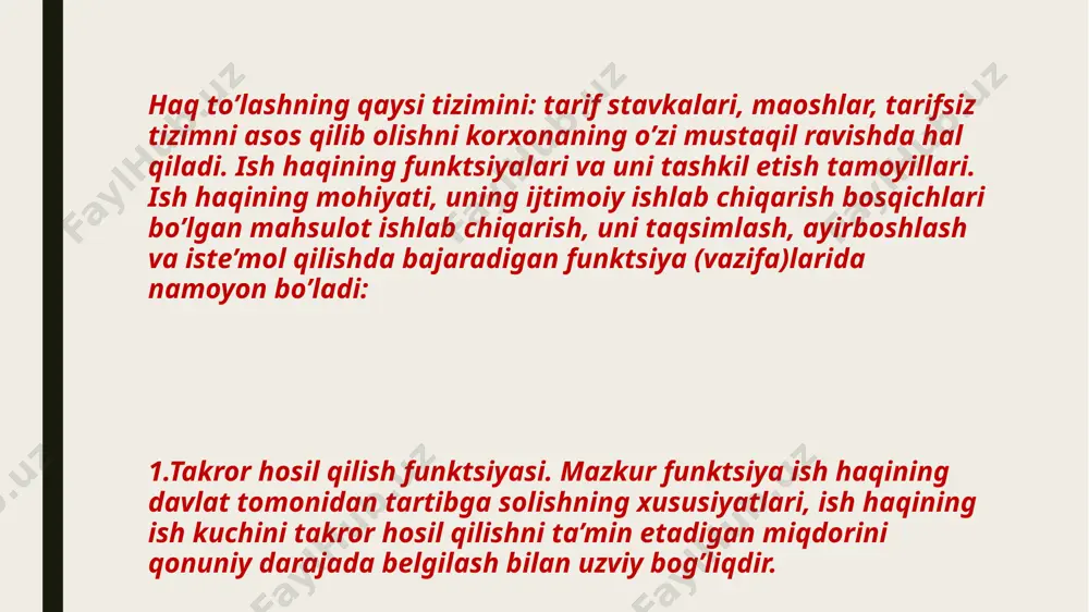 dan, ish haqining ishbay va vaqtbay shakllari o’rtasida unchalik katta farq yo’qday tuyuladi: ularning har ikkalasi ham mehnat bozori tomonidan belgilangan ish kuchi (mehnat xizmati) bahosi va qonun bilan belgilangan ish vaqti muddatiga asoslanadi. biroq, iqtisodiy adabiyotlarda vaqtbay haq to’lash shakli birlamchi, ishbay haq to’lash shakli undan paydo bo’lgan hosila haq to’lash shakldir, degan fikrni uchratish mumkin. rivojlangan mamlakatlarda ishlab chiqarish va boshqa sohalarda ish haqining xilma-xil tizimlari qo’llaniladi. bu tizimlarning hammasi mehnatga haq to’lashning keng tarqalgan asosiy ikki turi-ishbay va vaqtbay haq to’lashga asoslanadi. ishbay haq to’lash shakli yaqin o’tmishda ham ko’pgina korxonalarda keng qo’llanib kelingan, u vaqtda mashina-qo’l mehnati va qo’l mehnati ustunroq bo’ladi. xuddi shu davrda mehnatni normallash keng joriy qilinib, normalarning ancha zo’r berishni talab qiladigan mashhur teylor tizimi vujudga kelgandi. biroq, sanoatda ishlab chiqarishni mexanizatsiyalash va ayniqsa, avtomatlashtirishning rivojlanib borishiga ko’ra ish haqini tashkil etishning ishbay shakli asta-sekin o’rnini vaqtbay shaklga bo’shatib bera boshladi. hozirgi …