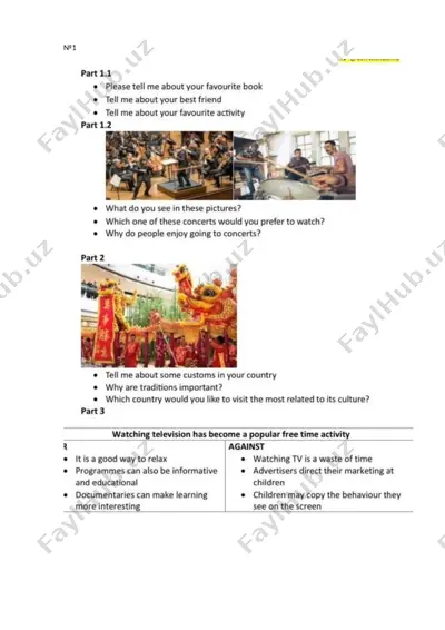 speaking practice questions — DOCX