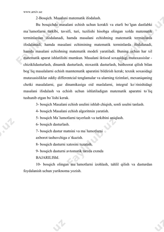 programmaning asosiy xarakteristikalari. dasturni loyihalashda texnologik jarayoni - Page 4