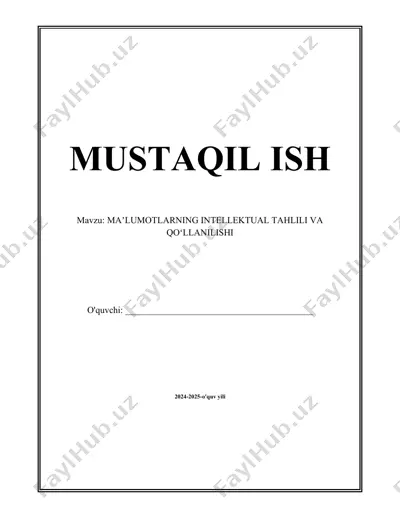 maʼlumotlarning intellektual tahlili va qoʻllanilishi — DOCX