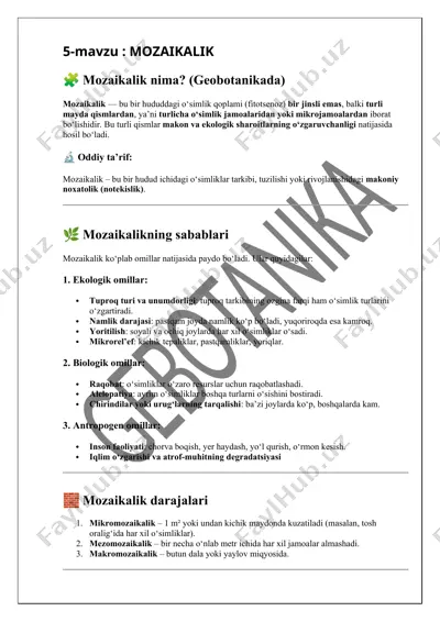 mozaikalik haqida ma'lumotlar — DOCX