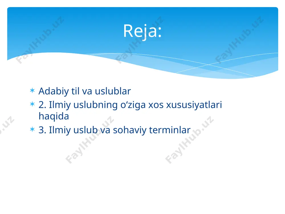 i yoki bunday ilmiy ma’lumotlar keng ommaga qaratilgan bo‘lishi mumkin. keng jamoatchilikka tushunarli bo‘lgan, tasvir bayonida emotsionallik, obrazlilik mavjud bo‘lgan uslub ilmiy-ommabop uslub sanaladi. ko‘pchilikka mo‘ljallangan ma’ruzalar, risola va darsliklar shu uslubning ko‘rinishlaridir. atamalarning dastlab ikki katta guruhga ajratish to‘g‘ri bo‘ladi: ilmiy-ommabop uslubda maxsus atamalar kam ishlatiladi (ishlatilganda esa izohi beriladi), fikrlar qiziqarli tilda tushuntiriladi, bayonda obrazlilikni ta’minlovchi badiiy tasvir usullaridan foydalaniladi. ilmiy adabiyotlarda ta’kidlanishicha, ma’lum fan, ishlab chiqarish sohasidagina qo‘llaniladigan va asosan o‘sha soha kishilari tushunadigan maxsus so‘zlar terminlar – atamalar sifatida qaraladi. ilmiy uslubning morfologik xususiyatlari: 1.grammatika darajasida, so‘zning muayyan shakllari va so‘z kombinatsiyalarini va jumlalarni barpo qilish bilan ilmiy matnning mavhumligi yaratilgan: bu ... va hokazolar. 2. ilmiy matn kontekstidagi fe'llar abadiy, umumlashtirilgan ma'noga ega. va asosan hozirgi va o‘tmishdagi shakllar qo‘llaniladi. ularning almashinuvi "tasviriylik" yoki rivoyatning dinamikasi emas, aksincha, ular tasvirlangan hodisaning muntazamligini ko‘rsatadi: muallif ta'kidlaydi, ...; muammolarni echish va boshqalar, bu maqsadga erishishga yordam beradi …