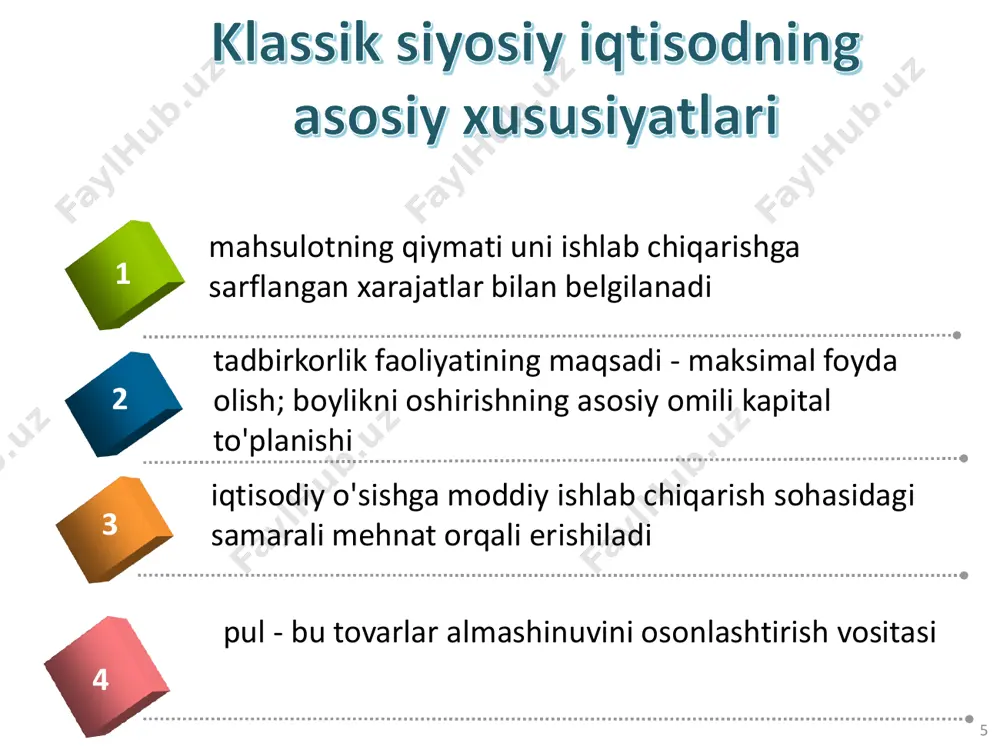larini yaxshi biladigan, o’qimishli bir shaxs qo’lida bo’lishini maqsadga muvofiq deb hisoblagan. f.kenening nazariy merosida uning sof mahsulot (hozir uni milliy daromad deb atashadi) to’g’risidagi ta’limoti muhim o’rin egallaydi. uning fikriga ko’ra, sof mahsulotning manbai yer va unga sarflangan qishloq xo’jaligi ishlab chiqarishida band bo’lgan kishilarning mehnati hisoblanadi. demak, boylikning (sof mahsulot) ko’payishi qishloq xo’jaligi ishlab chiqarishi bilan bog’liq bo’lgan «yer in’omidir». shu bois, davlat sanoatni emas, balki qishloq xo’jaligini rag’batlantirish to’g’risida g’amxo’rlik qilishi kerak. f.kene: «dehqonlar kambag’al bo’lsa, qirollik kambag’al bo’ladi, qirollik kambag’al bo’lsa qirol kambag’al bo’ladi», deb hukumatni ishontirishga harakat qilgan. savdo va sanoat boylik yaratmaydi, negaki savdogar va hunarmandlar qishloq xo’jaligida yaratilgan boylikni faqat bir joydan ikkinchi bir joyga etkazish va o’zgartirish bilan shug’ullanadi. shuning uchun savdo va sanoat «unumsiz» hisoblanadi. u yerdagi tovarning o’sgan qiymati faqatgina savdo va sanoat xarajatlarini qoplash vositalarini o’z ichiga oladi, sof mahsulot esa bunda ko’paymaydi. boylik yaratilishini fiziokratlar sanoatning “unumsizligi f. …