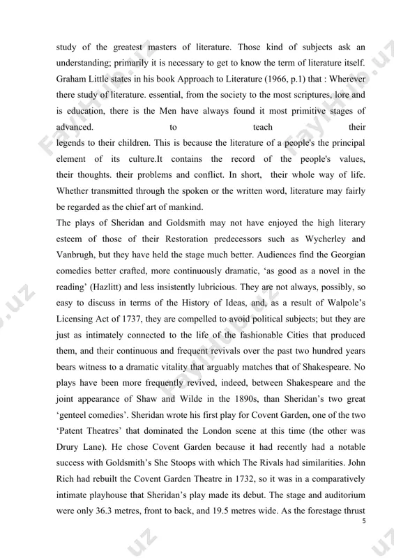 fine acting opportunities ensure its frequent presentation. as for comedy, the school for scandal, which in this thesis is going to be analysed. aims primarily to amuse and ends happily: just like scanlan stated in his book entitled reading drama (1988) sooner or later in comedy the screen comes tumbling down. the truth comes out. and everyone lives happily ever after. it intends to pleasant the audiences. it is begun and embodied with scandals spread out over the high class of society. those slanderous intrigues are headed for· certain characters. they keep on delivering made-up stories more and more. yet, those accomplishment just about lead to their ruin and the veraciousness emerges, at last the play happy ending. in the late 1700's goldsmith and sheridan tried to bring back the spirit of the restoration by making comedy less tearful and funnier, just like cazamian marked in a history of english …
