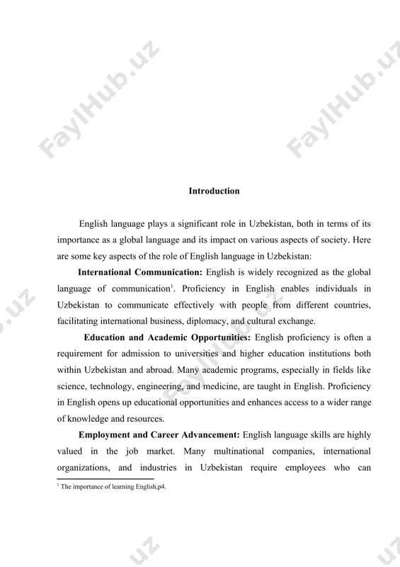 ccess and engage with a wide range of cultural content from around the world. this course paper will delve into various types of learning assessment methods that are gaining prominence in contemporary education. it will examine formative assessments, such as self-assessment and peer assessment, which provide ongoing feedback and support student growth. additionally, it will explore performance-based assessments, such as portfolios, projects, and presentations, which allow students to demonstrate their understanding through practical applications and authentic tasks. furthermore, the paper will discuss the role of technology in assessment, including online quizzes, simulations, and adaptive learning platforms that provide personalized feedback and adaptive assessments. assessments play a crucial role in learning the english language for uzbekistan students: identifying strengths and weaknesses: assessments help identify students' strengths and weaknesses in different language skills, such as reading, writing, listening, and speaking. this information allows educators to tailor their instruction and provide targeted support …